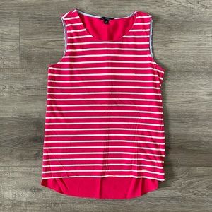Tommy Hilfiger Pink and White Mixed Media Tank Top